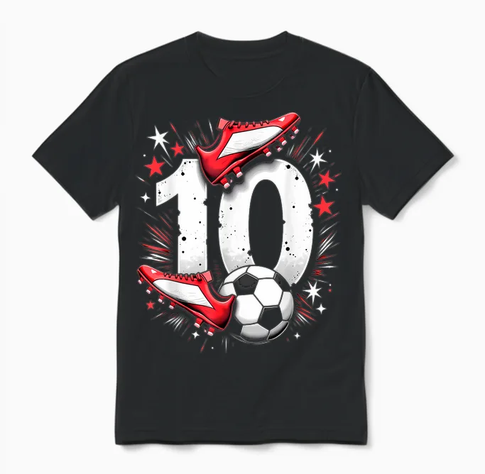 10. Geburtstag Fußball Jungen Grün Unisex T-Shirt in Black