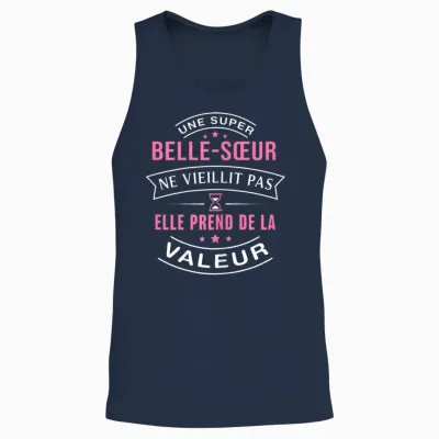 Super Stepsister-In-Law Does Not Age Humor Gift Step Sister T-Shirt, Black Unisex Tank Top - Navy