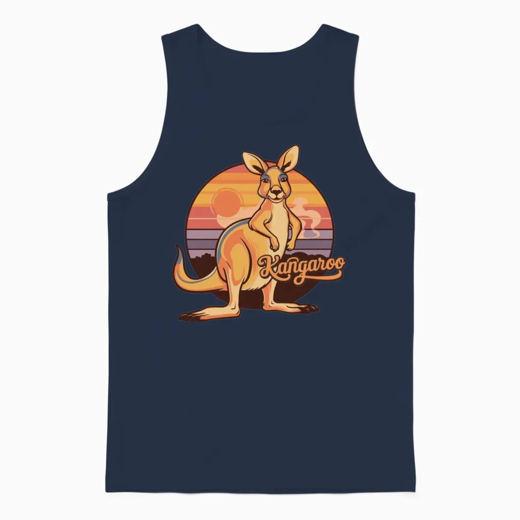 Funny Kangaroo Retro Vintage Unisex Tank Top - Navy