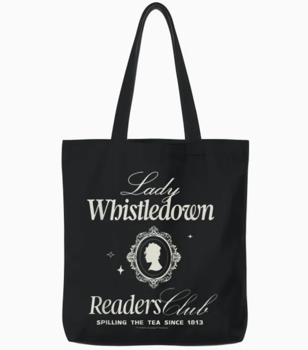 Bridgerton Lady Whistledown Readers Club Officially Licensed Tote Bags in Black