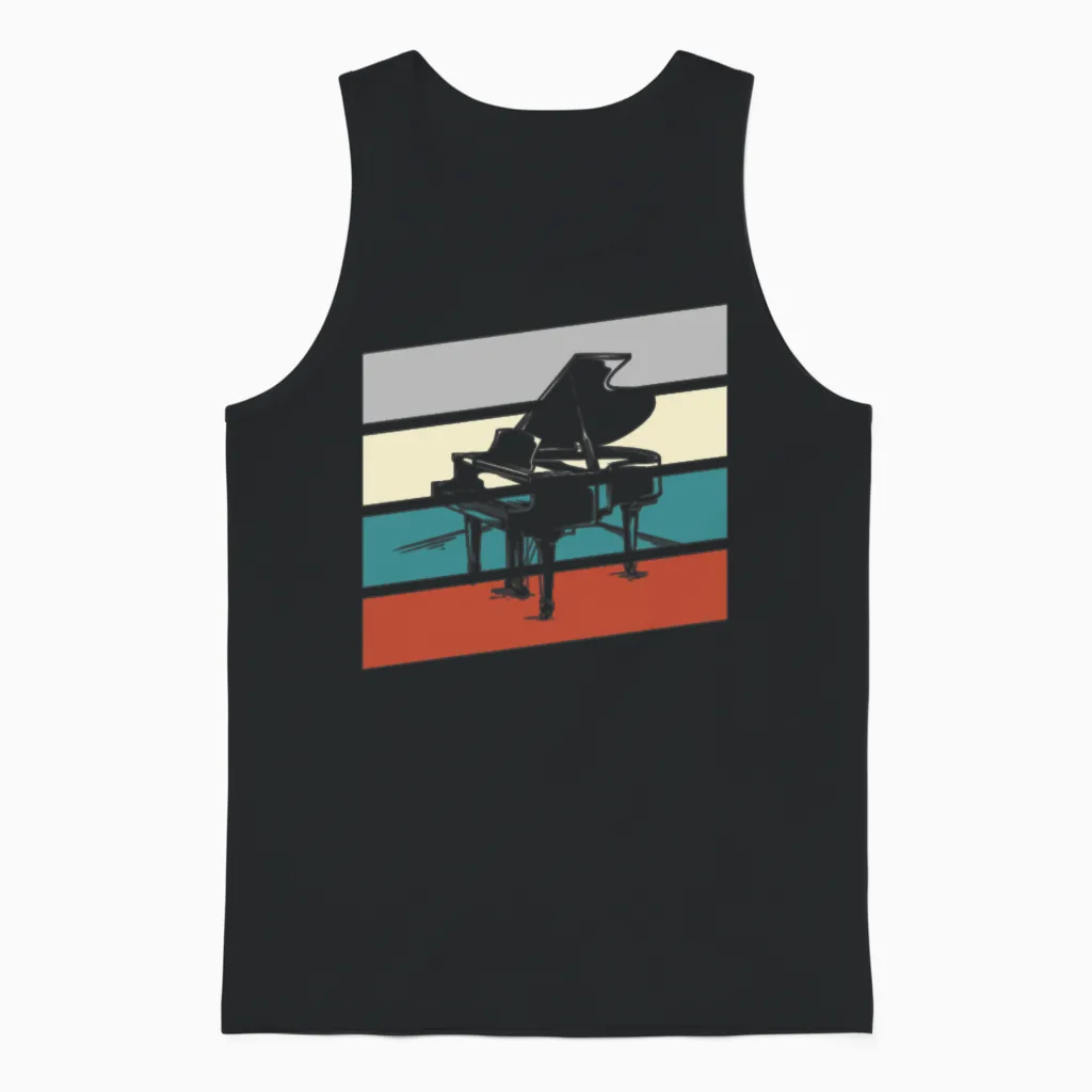 Piano Retro & Keys Unisex Tank Top in Black