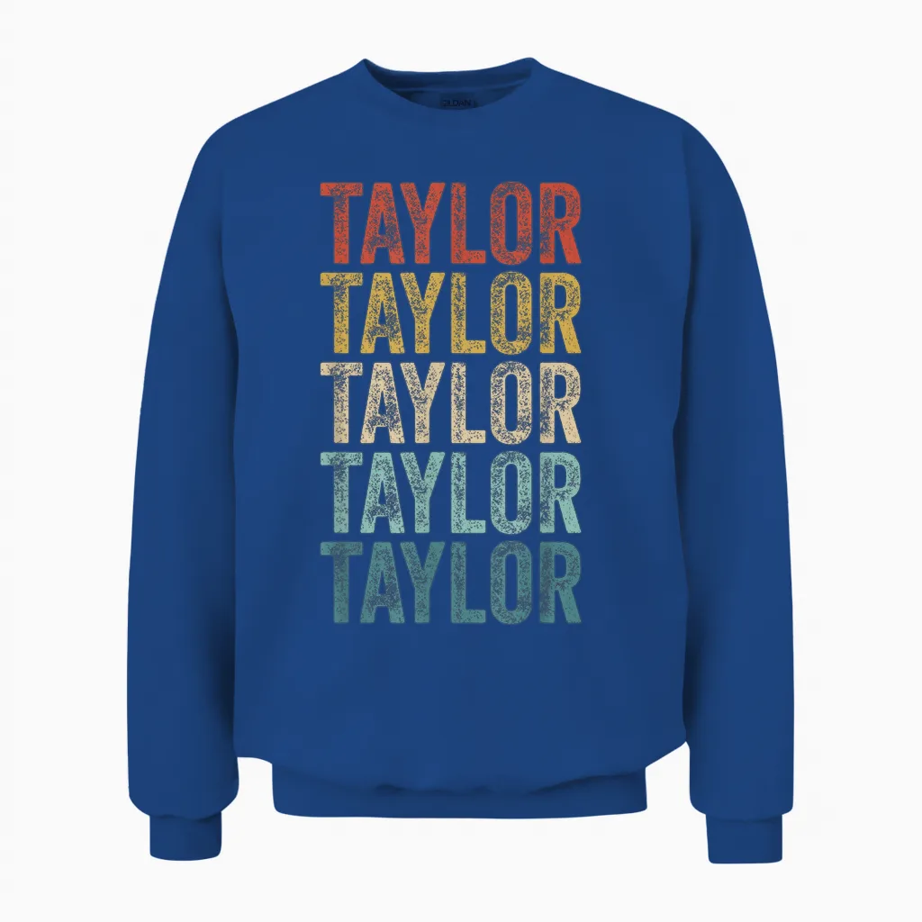 Name Retro Kids Fans Men Women Taylor T-Shirt, White, S Unisex Sweatshirt in Royal