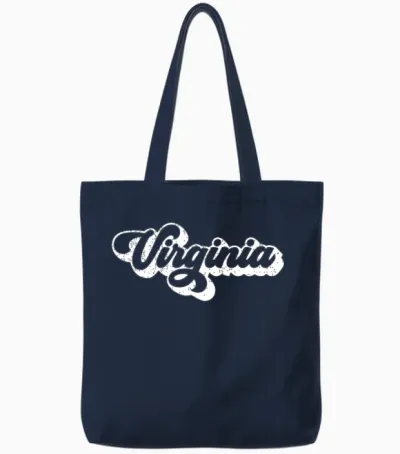 Virginia Retro State Tote Bags - Navy