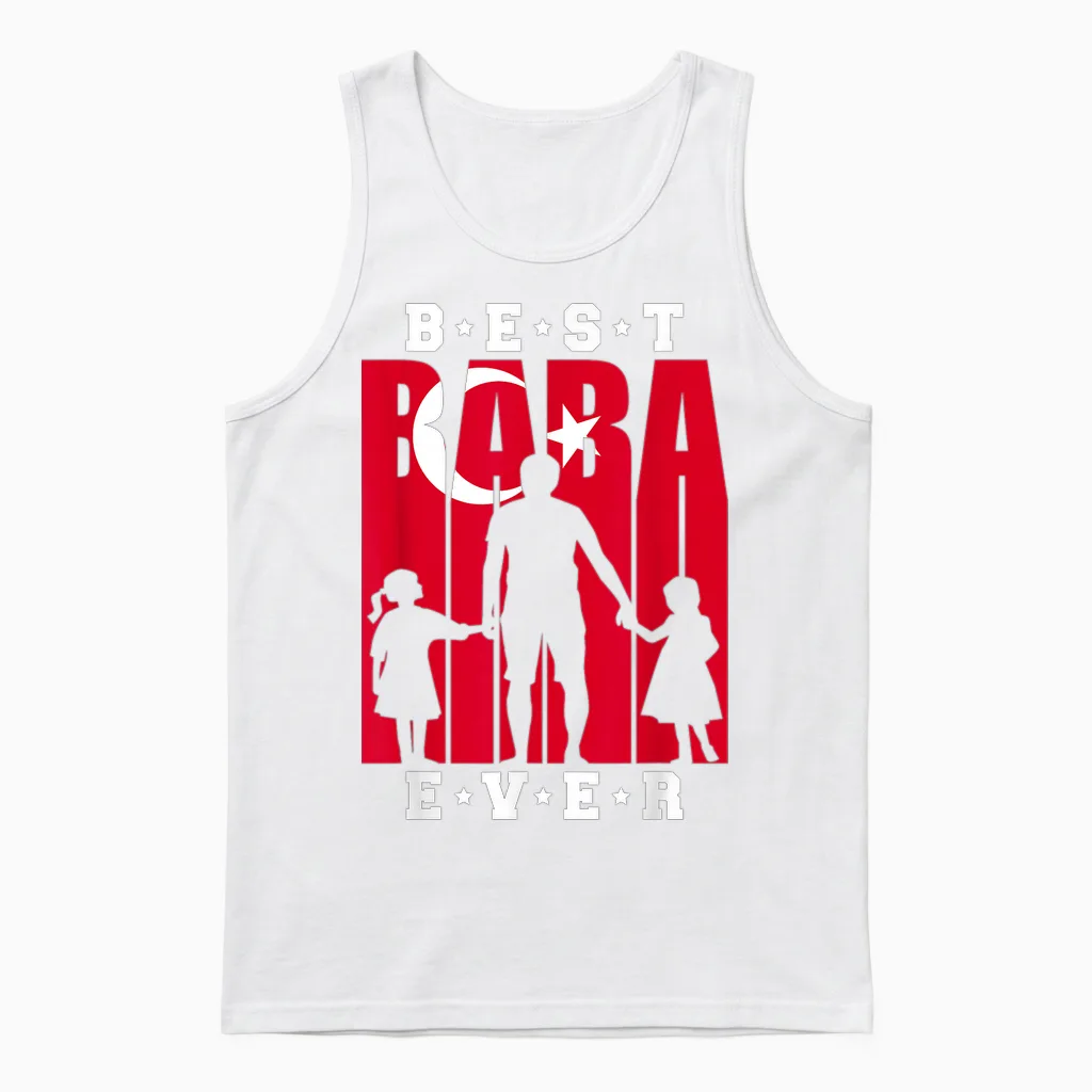 Baba Türk Bayragi Baba Dogum Günü Hediyesi Türkischer Vater Unisex Tank Top in White