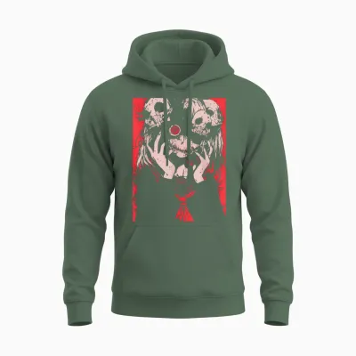 Horror Anime Manga | Japan Japanese Creepy Kawaii Goth T-Shirt, Black Unisex Hoodie - Military Green