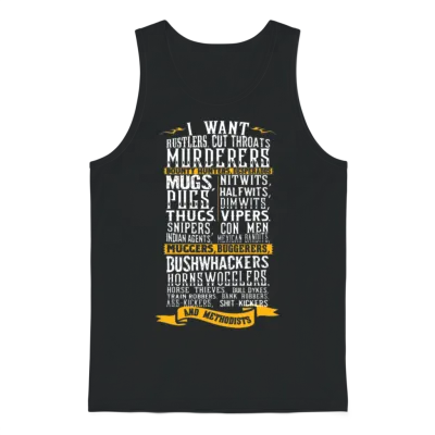 Blazing Saddles - I Want Rustlers Cut Throats Unisex Tank Top - Black