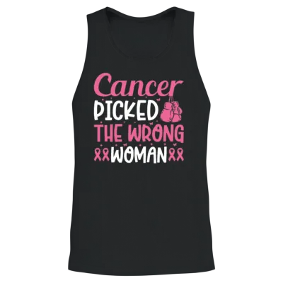 Cancer Picked the Wrong Woman Breast Cancer Unisex Tank Top - Black
