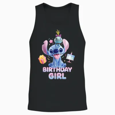 Disney Stitch & Scrump "birthday Girl" Birthday Party Unisex Tank Top - Black