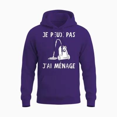 Je Peux Pas Je Ai Ménage Funny Household Gift T-Shirt, Black, S Unisex Hoodie - Purple