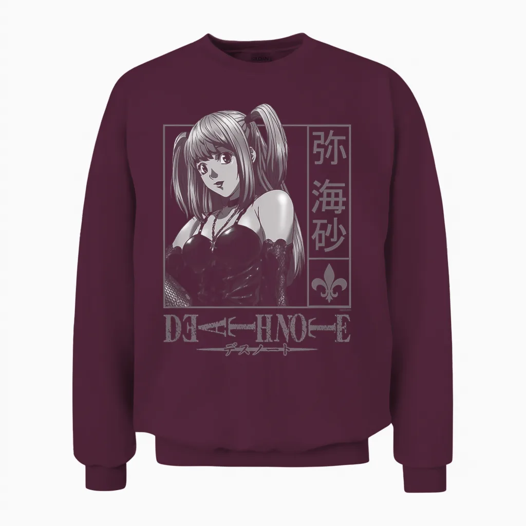 Death Note Misa Kanji Frame Anime Unisex Sweatshirt in Maroon