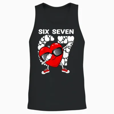 Valentines Day Boys Kids Girls Hearts Dabbing Six Seven 67 Unisex Tank Top - Black