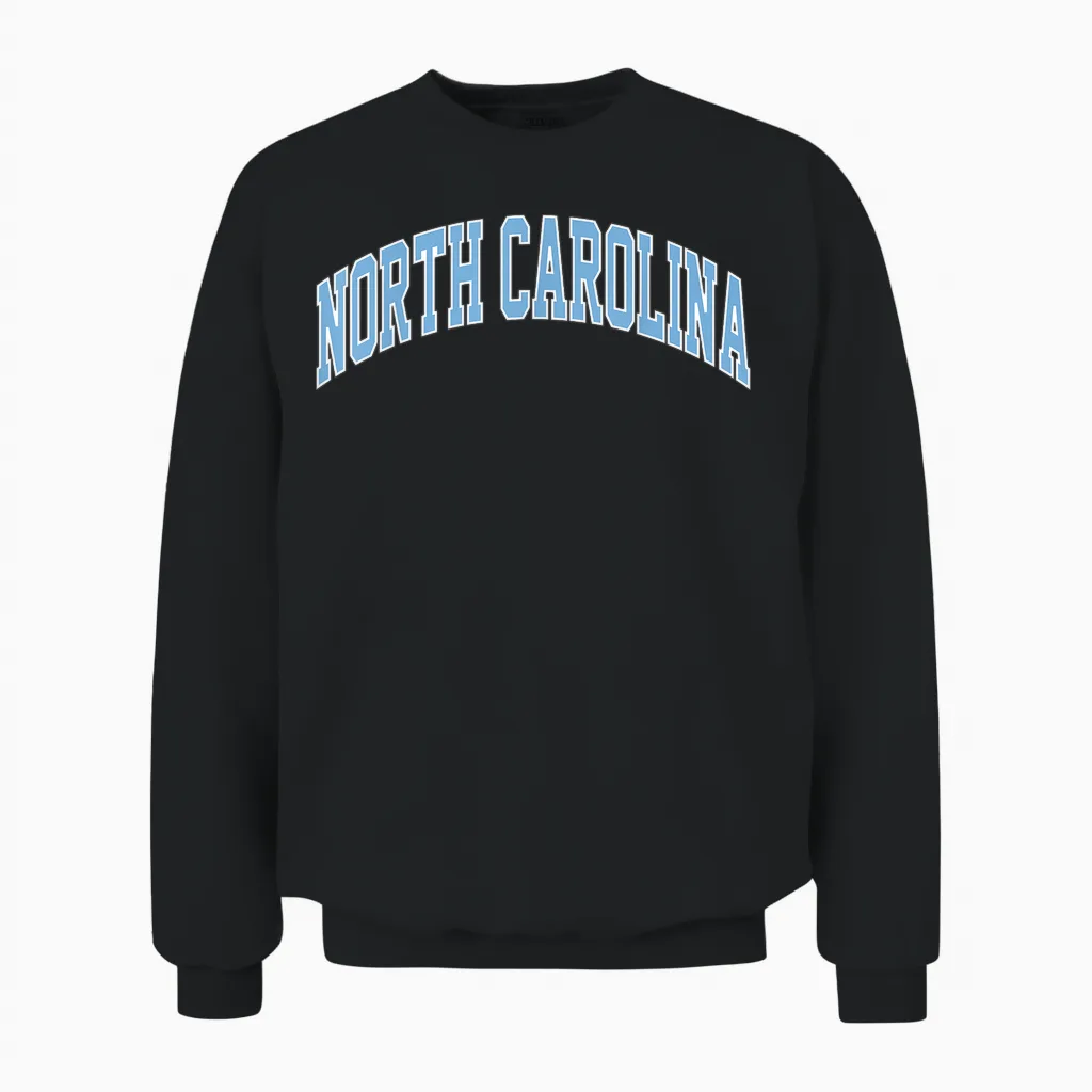 Retro North Carolina Blue Souvenir Simple North Carolina Unisex Sweatshirt in Black