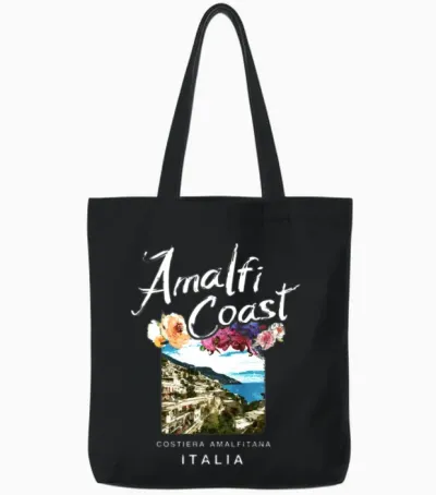 Amalfi Coast Italy Italian Tote Bags - Black