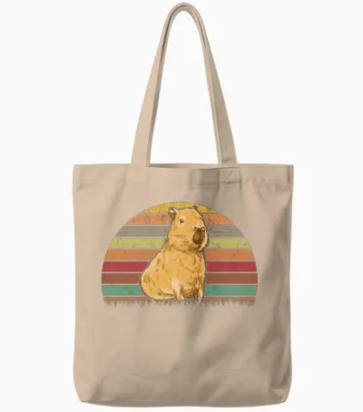 Capybara Retro Vintage Tote Bags - Natural