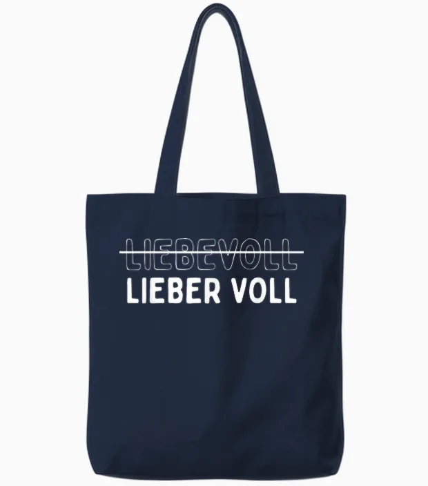 Liebevoll - Lieber Voll T-Shirt, Black Tote Bags in Navy