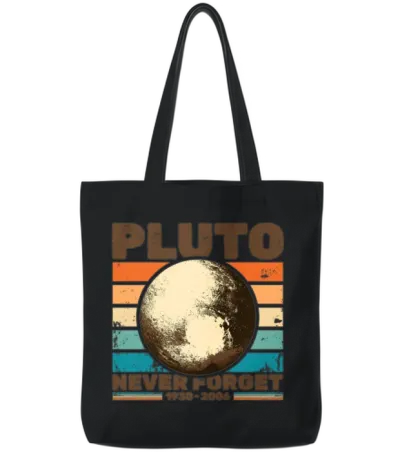 Pluto Retro Aesthetic Tote Bags - Black