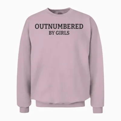 Outnumbered by Girls Funny Parenting Unisex Sweatshirt - Light Pink