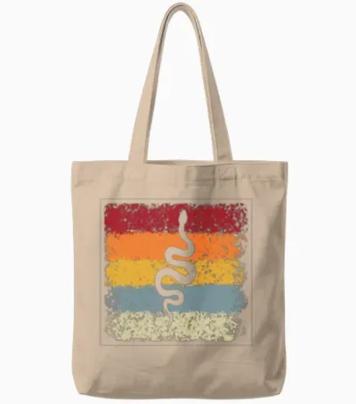 Snake Retro Tote Bags - Natural