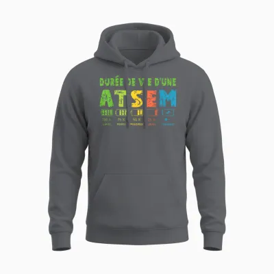 Atsem Women's Funny Atsem Maternelle School End of Year T-Shirt, Black, S Unisex Hoodie - Charcoal