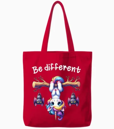 Lustiges Be Different Einhorn Für Männer Frauen Kinder Langarmshirt Tote Bags - Red