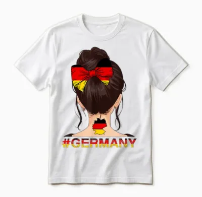 Deutsches Mädchen - Messy Bun Mit Deutschland-Flagge Unisex T-Shirt - White