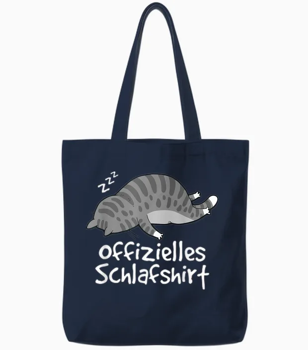 Offizielles Schlafshirt Katze Pyjama Lustig Cat Mom Geschenk Tote Bags in Navy