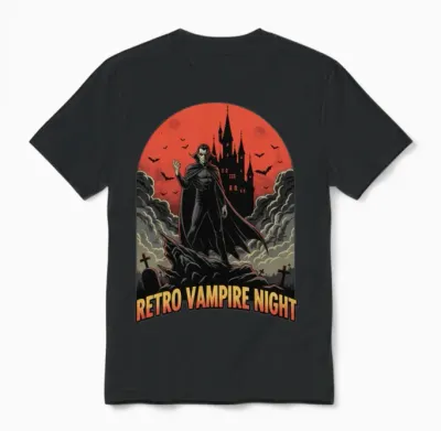 Retro Vampire Night Unisex T-Shirt - Black