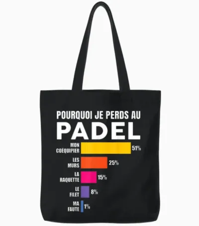 Padel Tennis T-Shirt - Padel Padel Humor Man Woman T-Shirt, Blue, S Tote Bags - Black