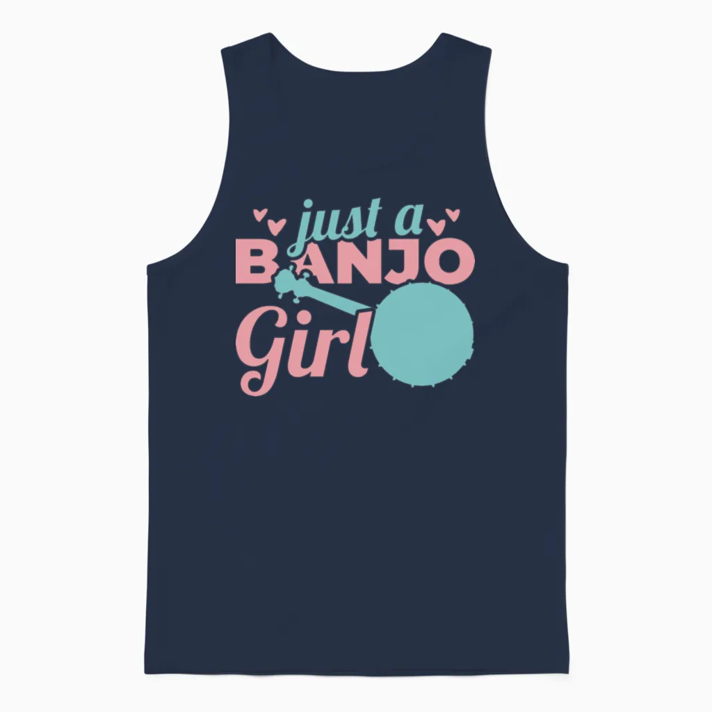 Funny Banjo Girl Unisex Tank Top in Navy