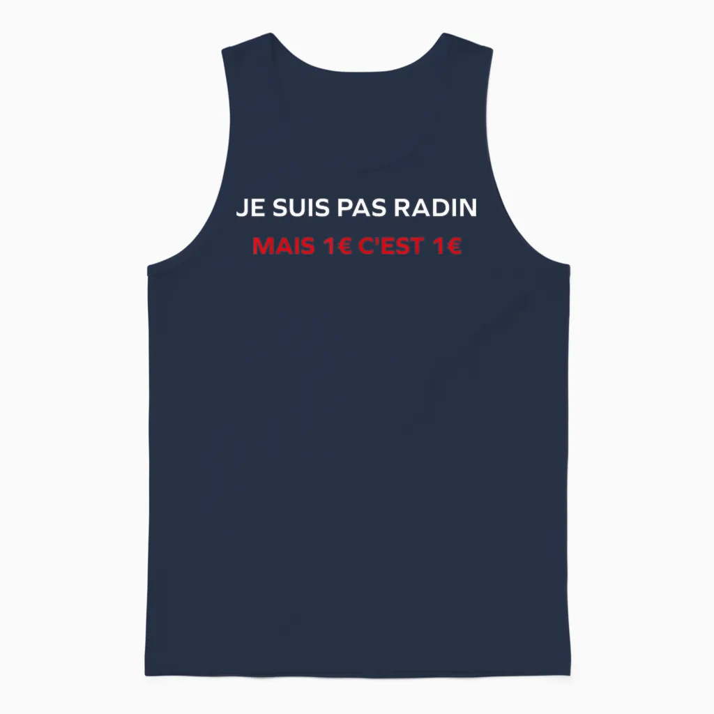 Funny Quote Je Ne Suis Pas Radin Humour Stingy T-Shirt, Black, S Unisex Tank Top in Navy