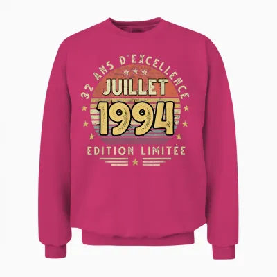 Juillet 1994 Cadeau Anniversaire Juillet 1994 32 Ans Homme Unisex Sweatshirt - Heliconia