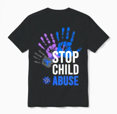 Stop Child Abuse Child Abuse Prevention Awareness Unisex T-Shirt - Black