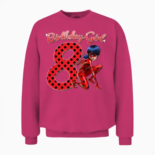 Miraculous Ladybug 8th Birthday Outfit Gift Unisex Sweatshirt in Heliconia