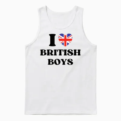Funny I Love British Boys I Red Heart British Boys Britain Unisex Tank Top - White