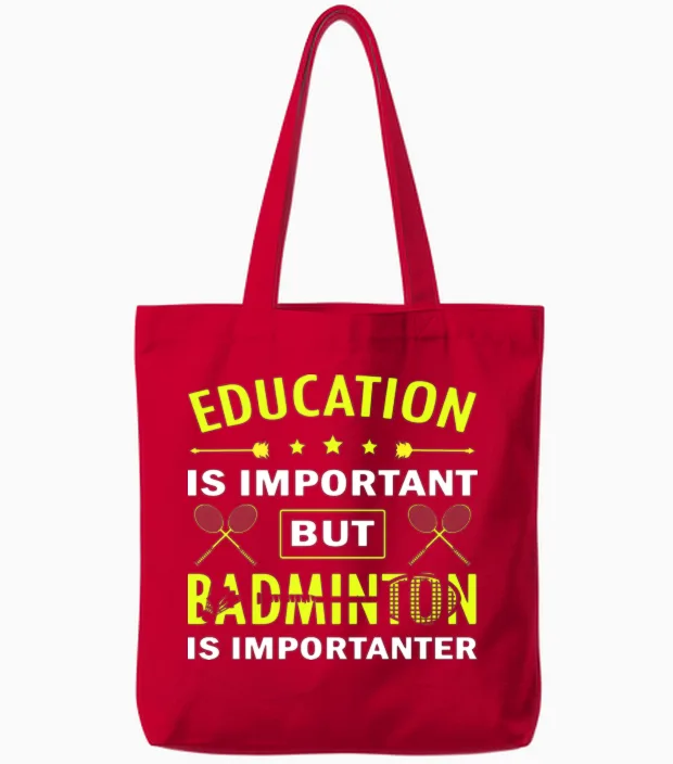 Funny Badminton Quote Vintage Tote Bags in Red