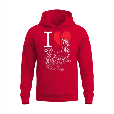 I Love Cock Comedy Funny Hen Do Joke Mens Ladies T Unisex Hoodie - Red