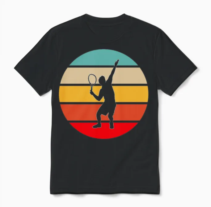 Tennis Retro Unisex T-Shirt in Black
