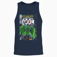 Marvel Super Heroes Doctor Doom Retro Vintage Comic Cover Unisex Tank Top in Navy - 2
