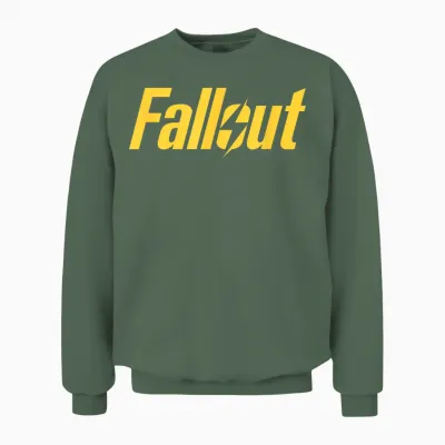 Fallout Tv Series Yellow Lightning Logo T-Shirt, Black Unisex Sweatshirt - Military Green