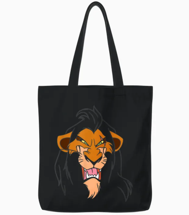 The Villains of Disney Scar Big Face T-Shirt, Black, S Tote Bags in Black
