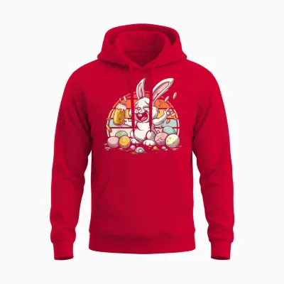 Betrunkener Osterhase Lustiger Bier-Hase Humor Für Erwachsene Unisex Hoodie - Red