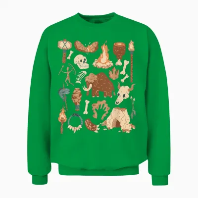 Stone Age T-Shirt, Black Unisex Sweatshirt - Irish Green