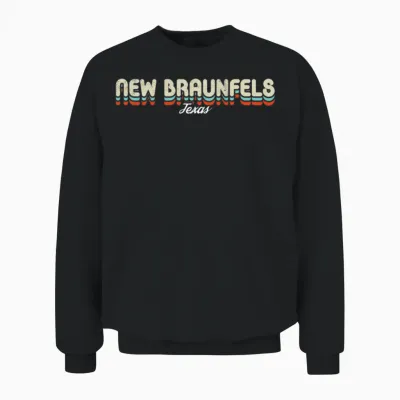 Retro New Braunfels Texas Unisex Sweatshirt - Black