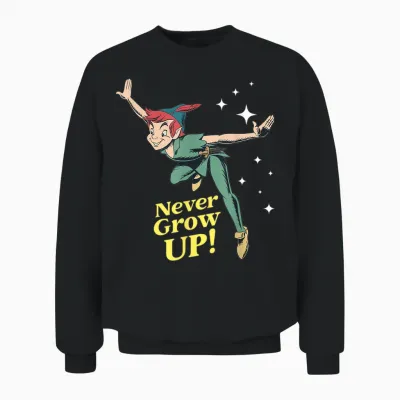 Peter Pan Never Grow Up! Unisex Sweatshirt - Black