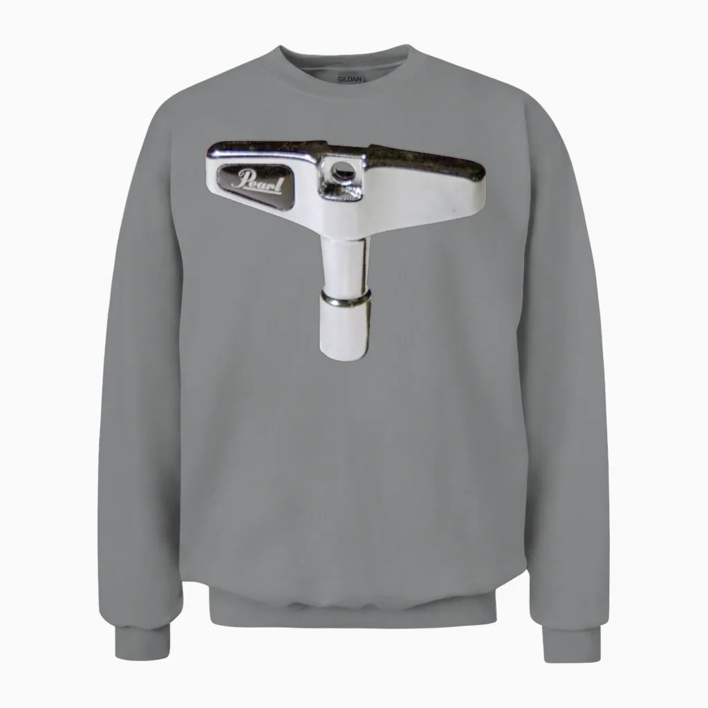 Pearl Chrome Drum Key Drums Unisex Sweatshirt in Sport Grey