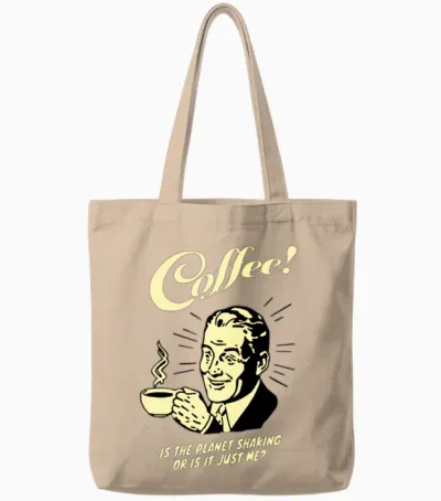 Old Retro Coffee Man Tote Bags - Natural