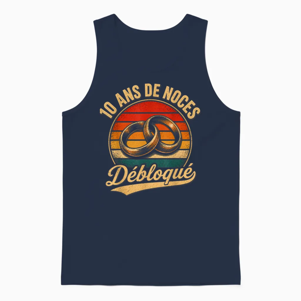 10 Ans De Mariage Noces D' étain Débloqué Cadeau Vintage Unisex Tank Top in Navy