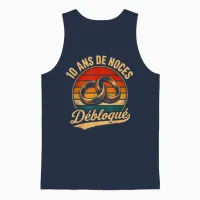 10 Ans De Mariage Noces D' étain Débloqué Cadeau Vintage Unisex Tank Top in Navy - 1