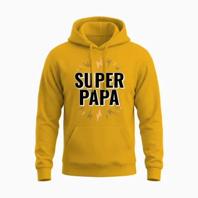 Man Super Dad Superhero Dad Funny Birthday Gift T-Shirt, Black, S Unisex Hoodie - Gold