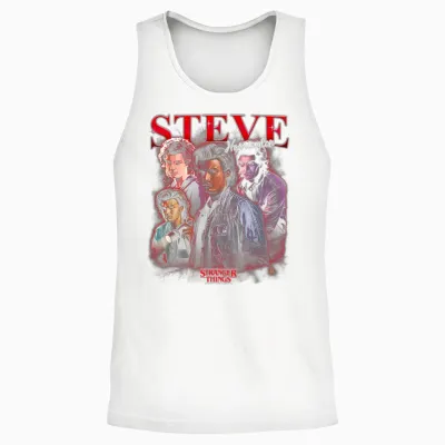Stranger Things Steve Boyfriend Officially Licensed Unisex Tank Top - White